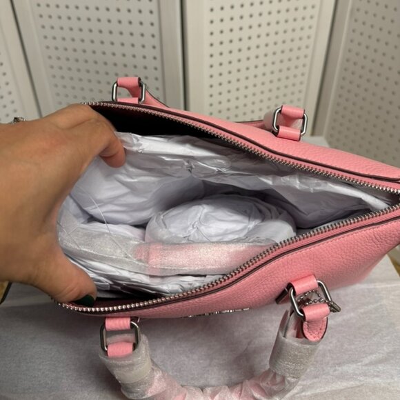 Coach Georgia Satchel Flower Pink Silver PAIRED Matching Wallet Leather Bag NWT - Picture 7 of 10